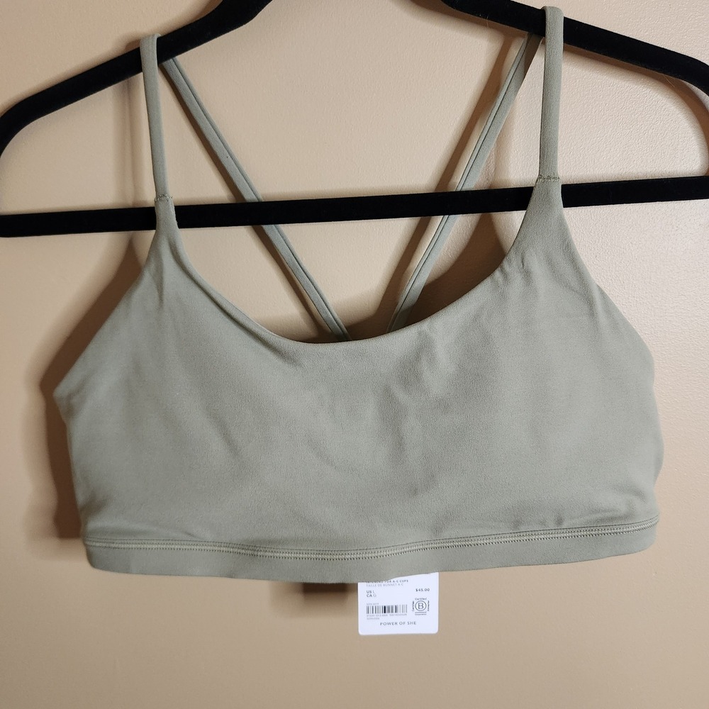 Athleta Transcend Scoop Bra Sage Green Large Light Impact 413241 NWT